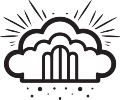 Hand gezeichnet Jahrgang Wolke Logo im eben Stil png