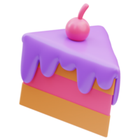 tranche de gâteau anniversaire 3d illustration png