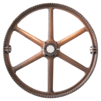 Old cast iron cogwheel isolated. Antique Large gear wheel png