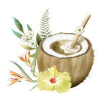 hand- getrokken tropisch bloemen sticker verzameling png