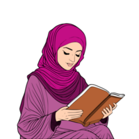 Muslim woman reading Quran png