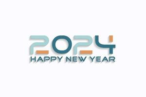 Happy new year 2024 with retro 3d concept,new year 2024 celebration concept vector