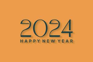 2024 design template, happy new year greeting with thin line, for poster, calendar and greeting card vector