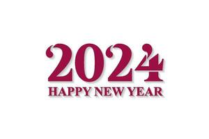 happy new year 2024, with red heart 3d numbers, for poster, calendar vector