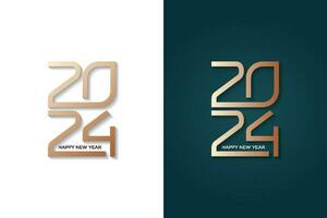 contento nuevo año 2024 diseño superposición oro color vector