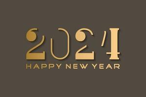 2024 contento nuevo año número, oro lujo diseño para saludo vector