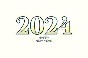 contento nuevo año 2024 modelo diseño, Delgado línea y vistoso números, para póster, saludo tarjeta y calendario vector