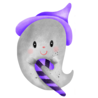 dia das Bruxas fantasma vestindo uma bruxa chapéu png