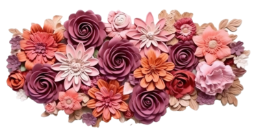 roze en rosegoud 3d bloem papercut behang, klassiek huis decoratie, 3d papier besnoeiing achtergrond, ai generatief png