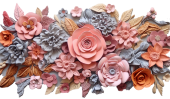 Pink and Rosegold 3D flower papercut wallpaper, Classic home decoration, 3D paper cut background, Ai generative png