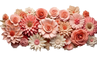 Pink and Rosegold 3D flower papercut wallpaper, Classic home decoration, 3D paper cut background, Ai generative png