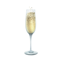 glas beker met Champagne en bubbels, wit sprankelend wijn. hand- getrokken waterverf illustratie. geïsoleerd voorwerp png