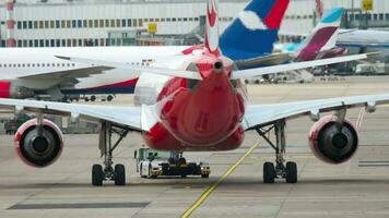 DUSSELDORF, GERMANY JULY 22, 2017 - AirBerlin Airbus A330 D ALPB push back before departure. video