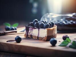 delicioso hecho en casa tarta de queso con arándanos generativo ai foto