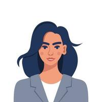 mujer de negocios retrato. hermosa mujer en negocio traje. empleado de negocio institución en uniforme. dama oficina obrero. mujer negocio avatar perfil fotografía. vector ilustración.