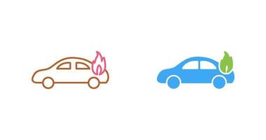 coche único en icono de vector de fuego