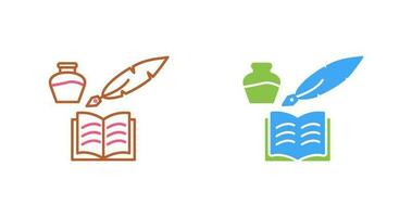 icono de vector de pluma y libro único