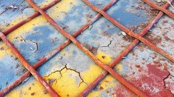 Abstract metallic grid background. Rusty industrial grid texture. Generated AI. photo