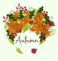 Autumn leaves, Round frame for text, Bright colors and mood vector