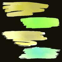 Abstract watercolor brush strokes isolated on black. Autumn green shades vector