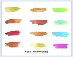 Abstract watercolor brush strokes isolated on white. Autumn shades vector