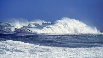 Powerful sea waves in the ocean photo