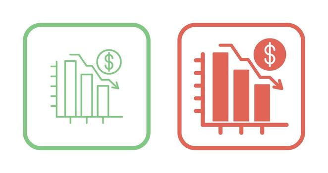 gráfico abajo vector icono
