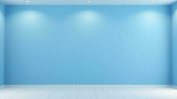 Minimalist blue room background. Illustration AI Generative photo