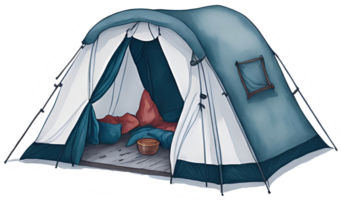 Aquarell Camping Zelt. ai generativ png