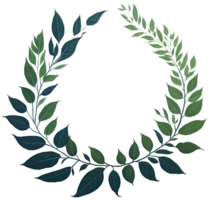 Watercolor leaf circle frame. png