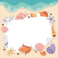 Cartoon Seashells Paper Beach Background vector