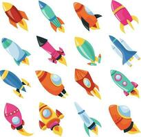 Cartoon Rocket Ships Set vector