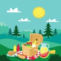 Cartoon Picnic Outdoor Scene vector