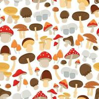 Cartoon Mushrooms Seamless Pattern Background vector