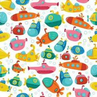 Cartoon Submarines Seamless Pattern Background vector