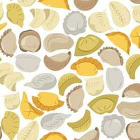 Cartoon Chinese Dumplings Seamless Pattern Background vector