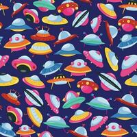 Cartoon UFO Seamless Pattern Background vector