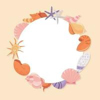 Cartoon Seashells Round Copyspace Background vector