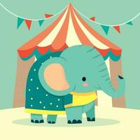 cute cartoon circus elephant vector