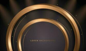 Abstract background and gold circle shapes with golden elements vector