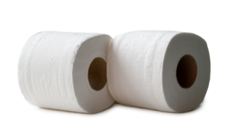 two rolls of white tissue paper or napkin isolated with clipping path and shadow in png file format