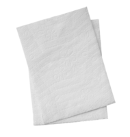 Top view of two folded pieces of white tissue paper or napkin in stack isolated with clipping path in png file format