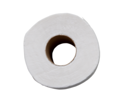 Top view of single tissue paper roll for use in toilet or restroom with hollow in the middle isolated with clipping path. in png file format