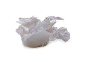 Single screwed or crumpled tissue paper or napkin in strange shape after use in toilet or restroom isolated with clipping path and shadow in png file format