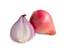 Fresh red onion bulb with half isolated with clipping path in png file format