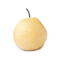 Single fresh yellow Chinese pear isolated with clipping path and shadow in png file format