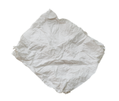 Single screwed or crumpled tissue paper or napkin in strange shape after use in toilet or restroom isolated with clipping path in png file format.