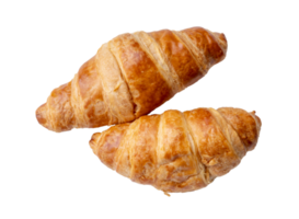 Top view photo of two piece of croissant in stack isolated with clipping path in png file format