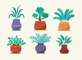 conjunto de planta de casa en ollas ilustración vector