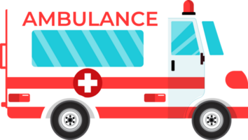un ambulance avoir dans le hôpital sur une ensoleillé journée concept. Urbain zone médical ou hôpital avec grand bâtiments. png